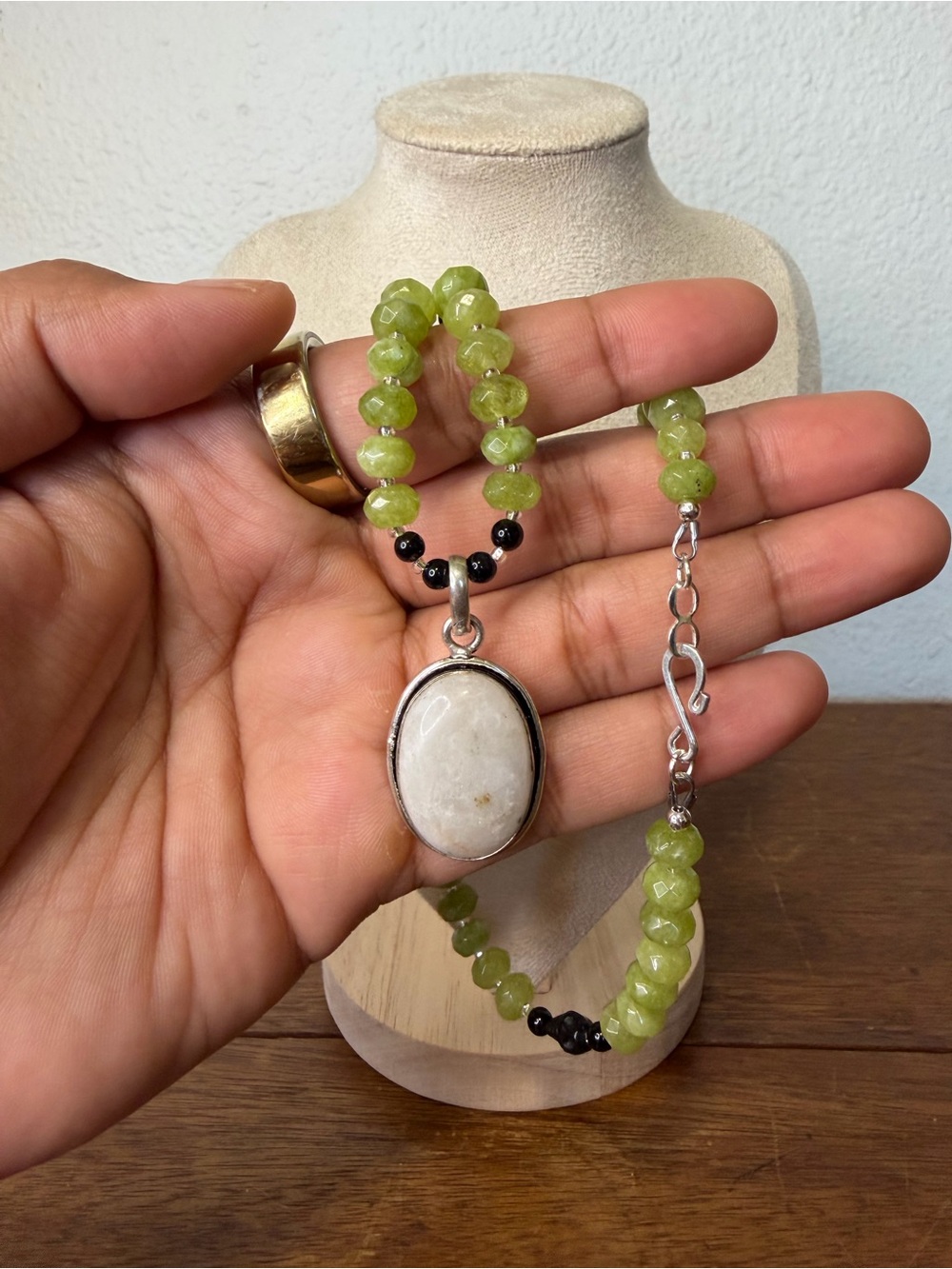 ARTISAN Handmade Shadow and Sage Necklace with Skeleton Accents - Womens Jewelry - Picture 4 of 5